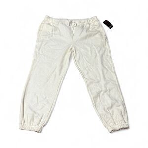 NWT No Boundaries Polar Fleece Embossed Joggers Butterflies Cream Size XXL